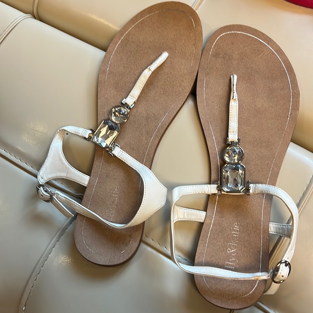 White sandals with bling